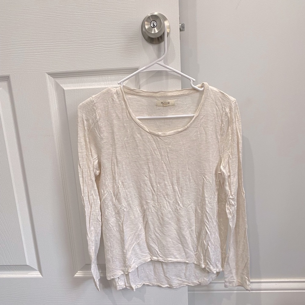 Madewell cream scoopneck long sleeve shirt